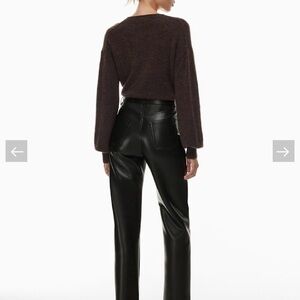 Wilfred Black Straight Vegan Leather Black Pants